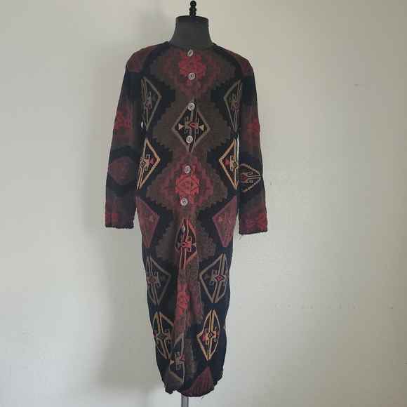 Vintage Chicos Design Womens Sm Cardigan Sweater Abstract Navajo Western Design - Picture 1 of 11